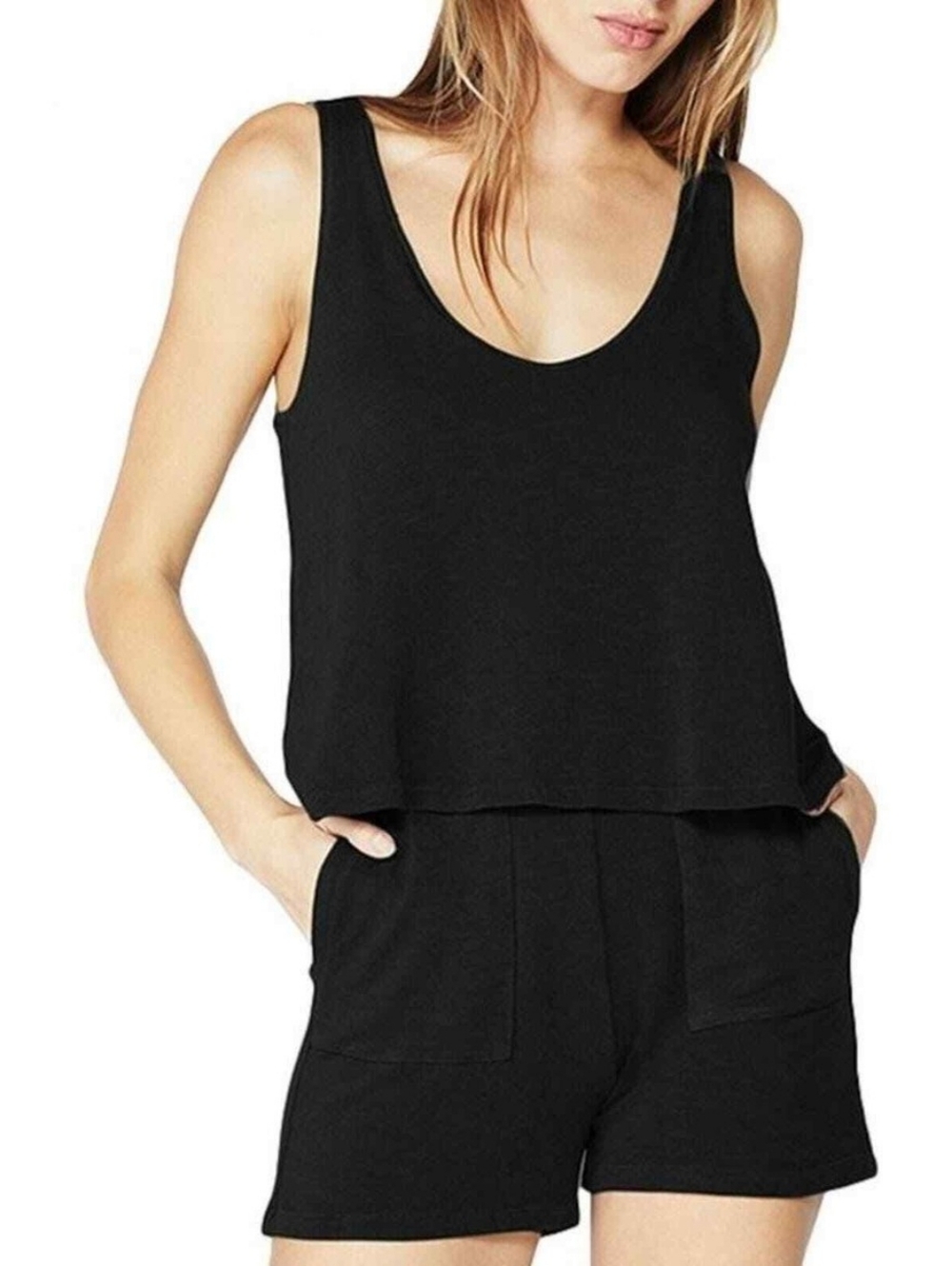 MONROW Supersoft Tank Romper Black Size Small